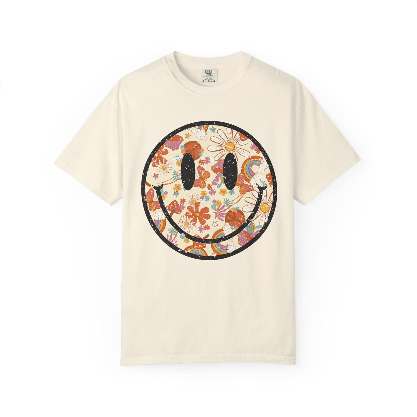 Vintage Floral Smiley T-Shirt | Comfort Colors Tee