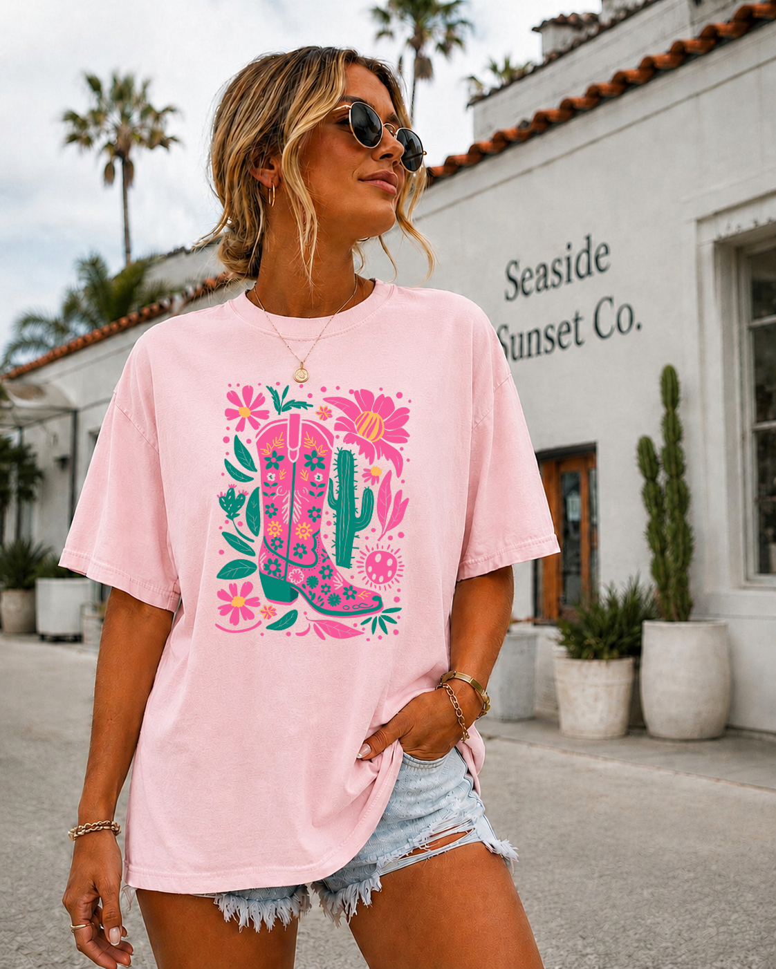 Cowgirl Floral Boot T-Shirt | Comfort Colors Tee