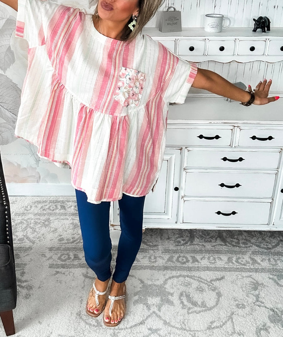 Striped Babydoll Top •Oversized•