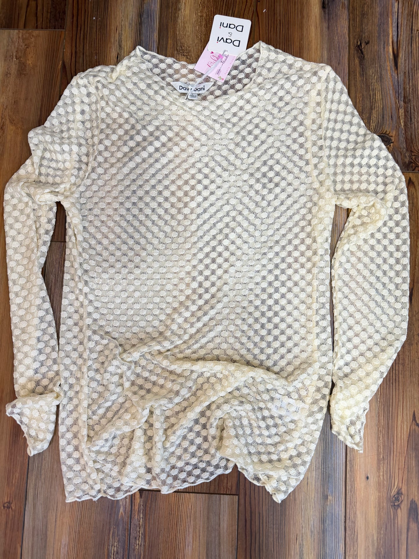 Ivory Mesh Long Sleeve Top