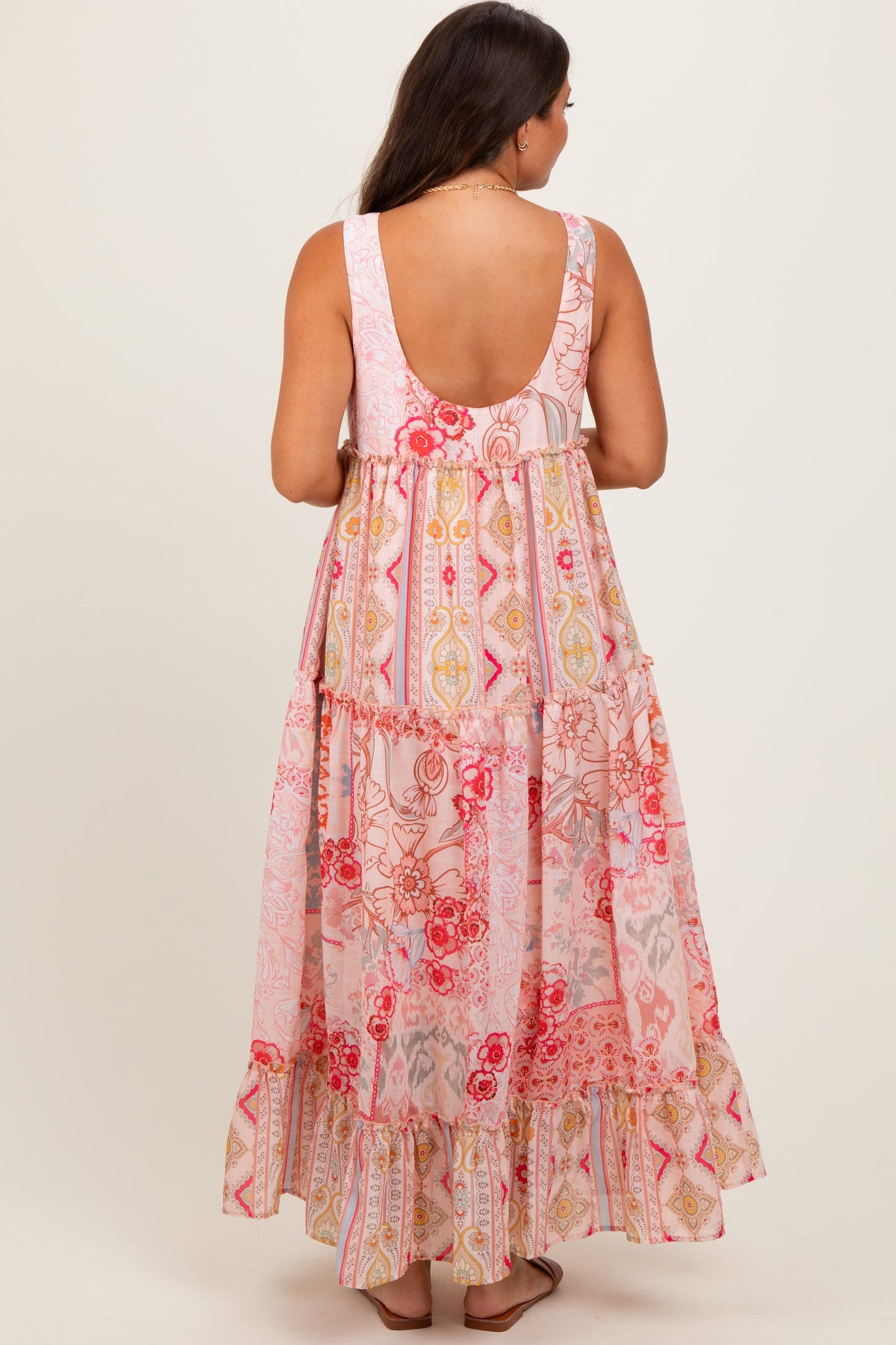 Pink Boho Floral Maxi Dress