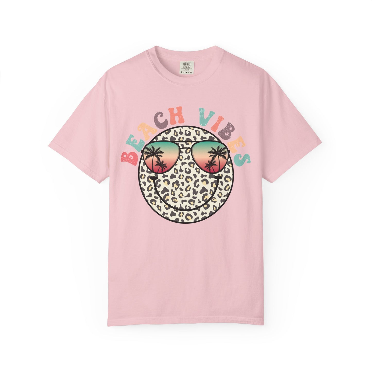 Beach Vibes Leopard Smiley T-Shirt | Comfort Colors Tee