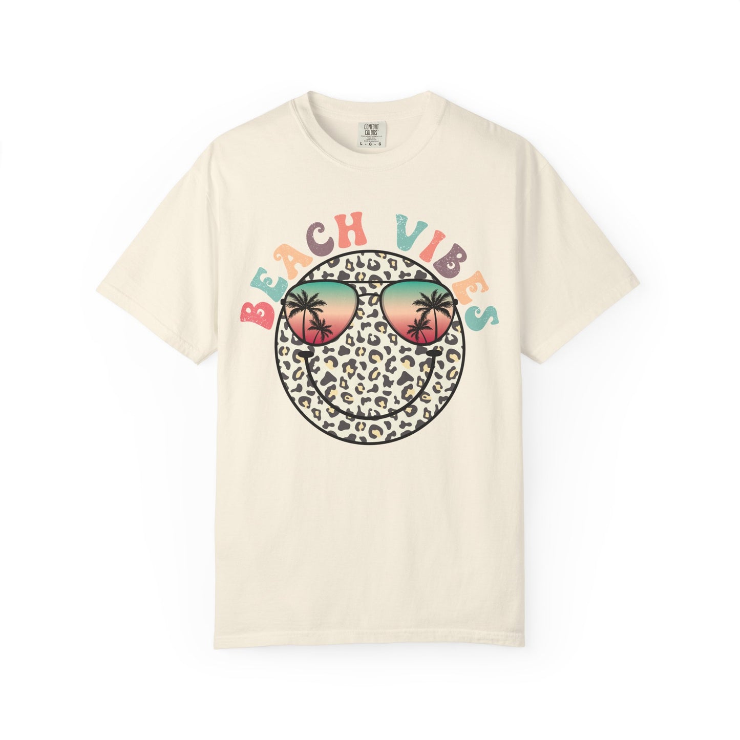 Beach Vibes Leopard Smiley T-Shirt | Comfort Colors Tee
