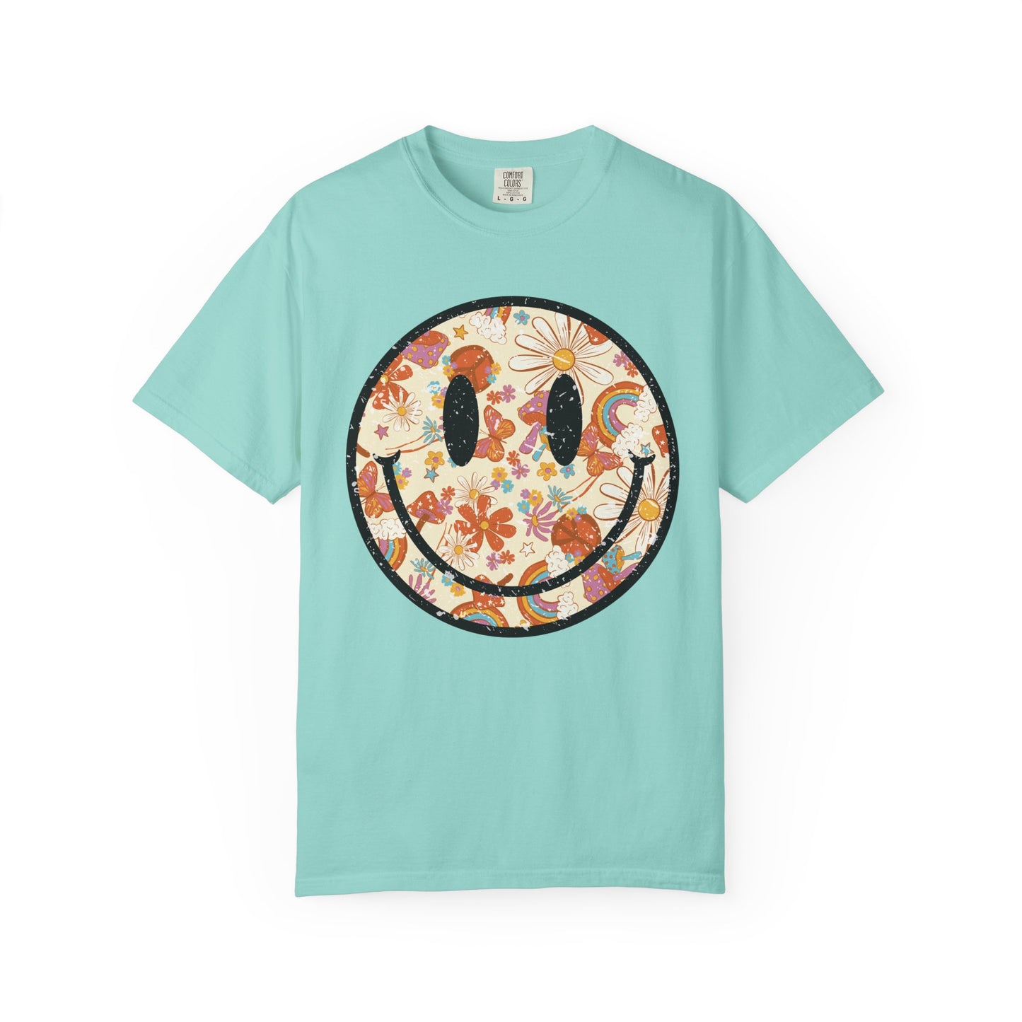 Vintage Floral Smiley T-Shirt | Comfort Colors Tee