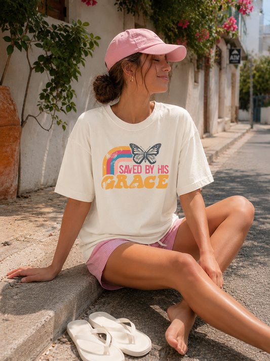 Saved by His Grace T-Shirt | Comfort Colors Tee