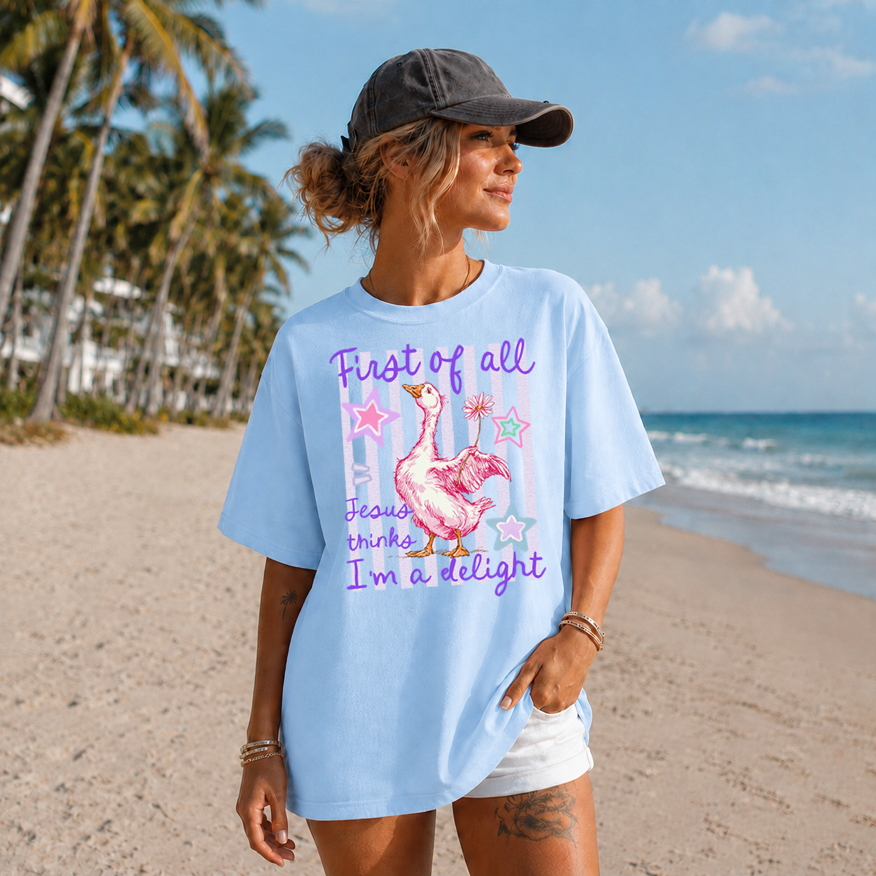 "First of all Jesus thinks I’m a delight" T-Shirt | Comfort Colors Tee