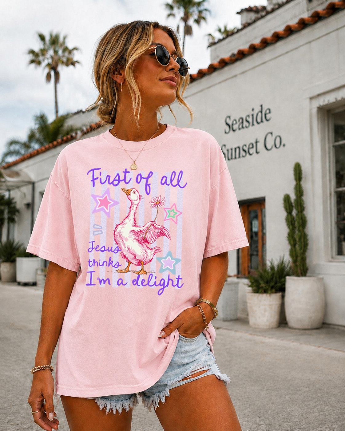 "First of all Jesus thinks I’m a delight" T-Shirt | Comfort Colors Tee