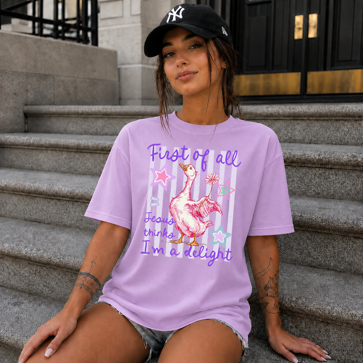 "First of all Jesus thinks I’m a delight" T-Shirt | Comfort Colors Tee