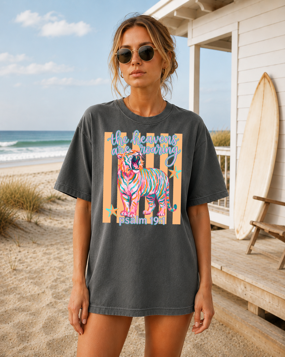 "The Heavens Are Roaring" Colorful Faith Tee | Comfort Colors Tee