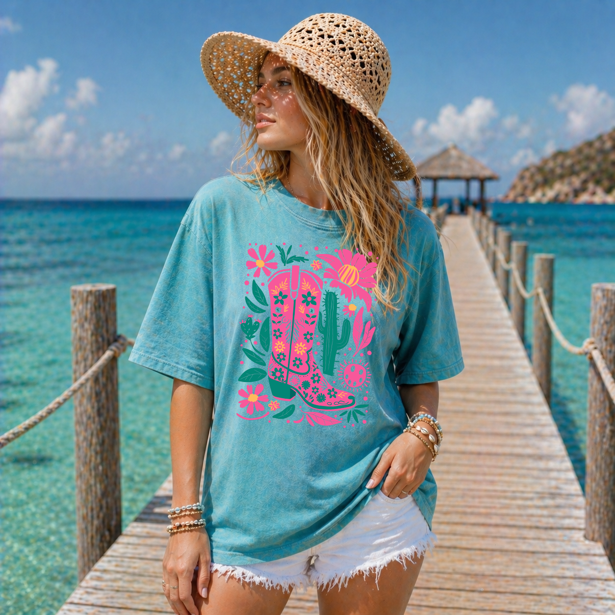 Cowgirl Floral Boot T-Shirt | Comfort Colors Tee