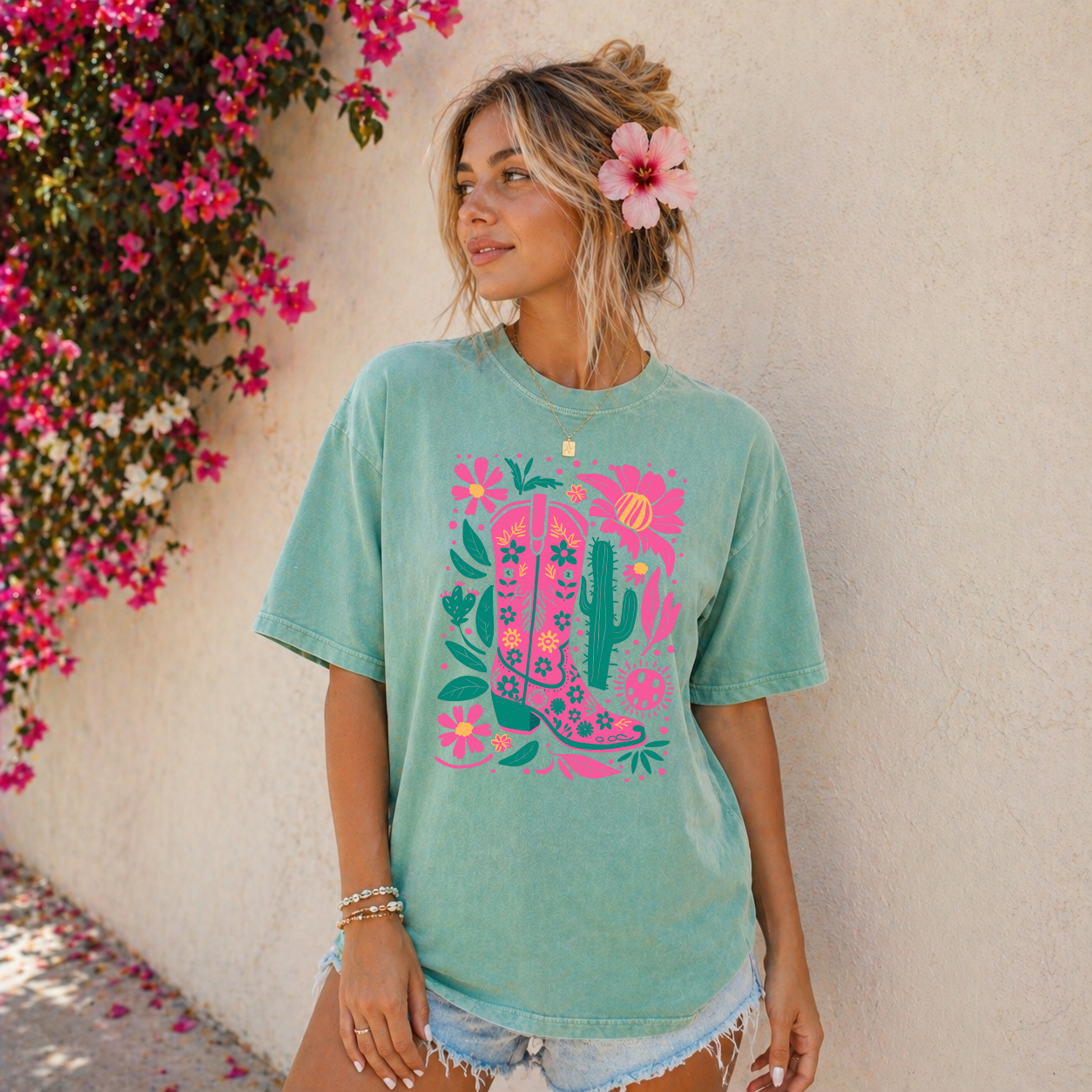 Cowgirl Floral Boot T-Shirt | Comfort Colors Tee