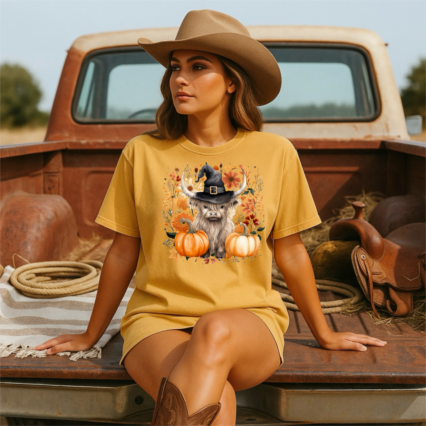Highland Cow Pumpkin T-Shirt | Comfort Colors Tee