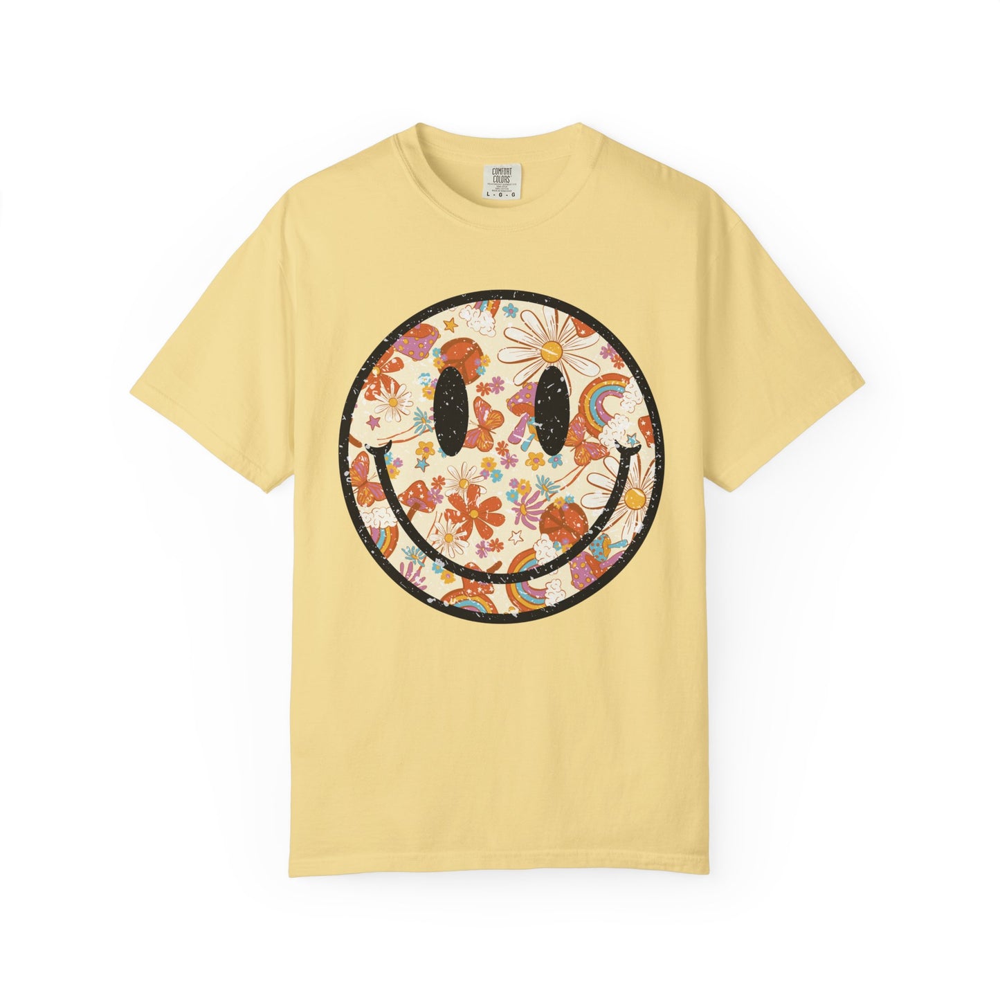 Vintage Floral Smiley T-Shirt | Comfort Colors Tee