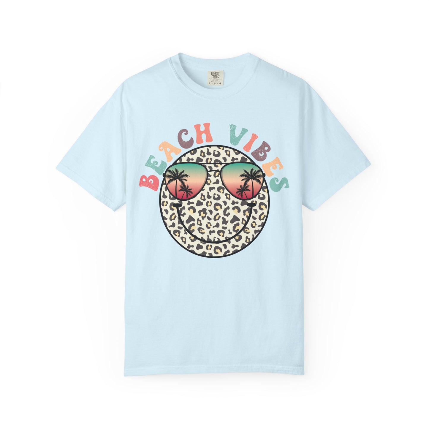 Beach Vibes Leopard Smiley T-Shirt | Comfort Colors Tee