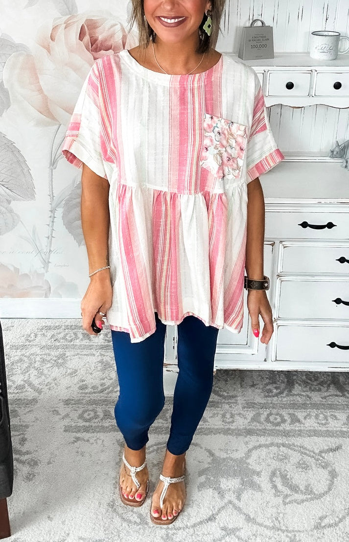 Striped Babydoll Top •Oversized•