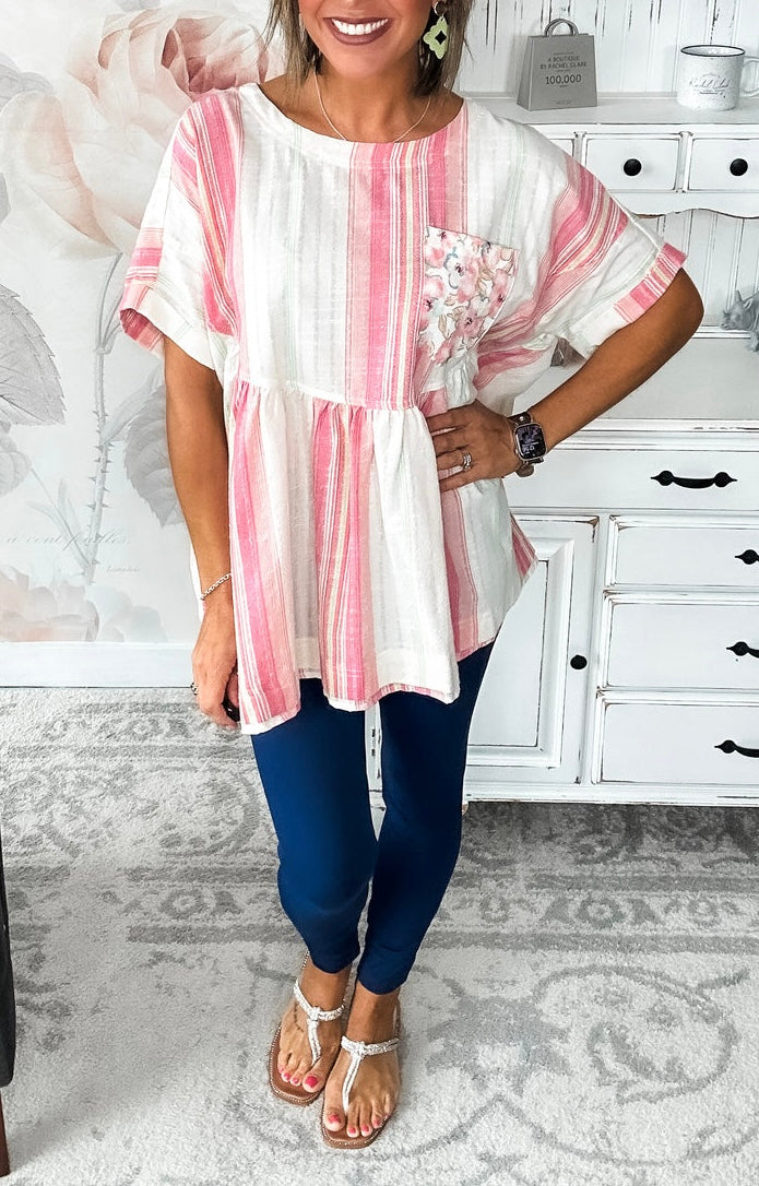 Striped Babydoll Top •Oversized•