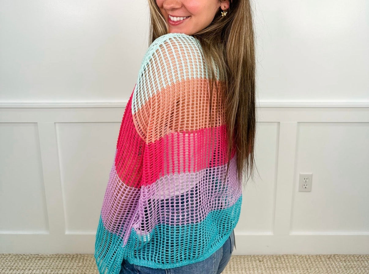 Summer Rainbow Knit Top