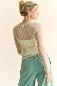 Ivory Mesh Long Sleeve Top